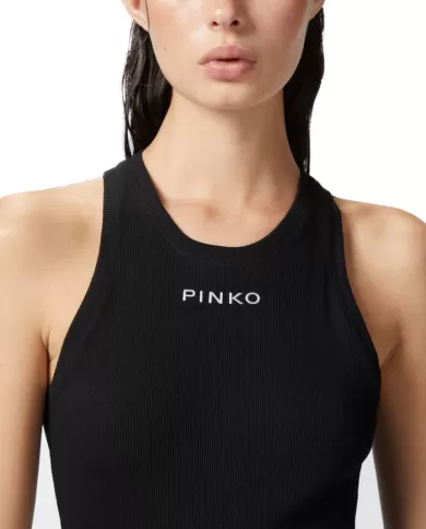top canottiera mini logo 100822 A22X | PINKO