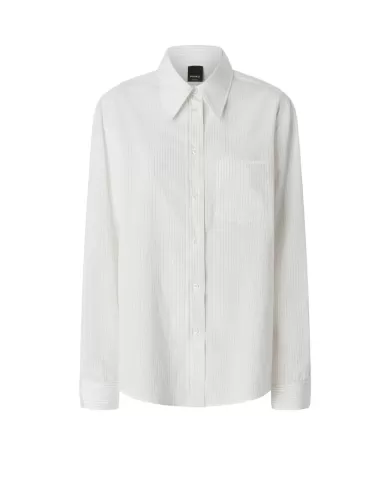 Camicia Donna 103708 A273 COREA viscosa classico rigato logo | PINKO