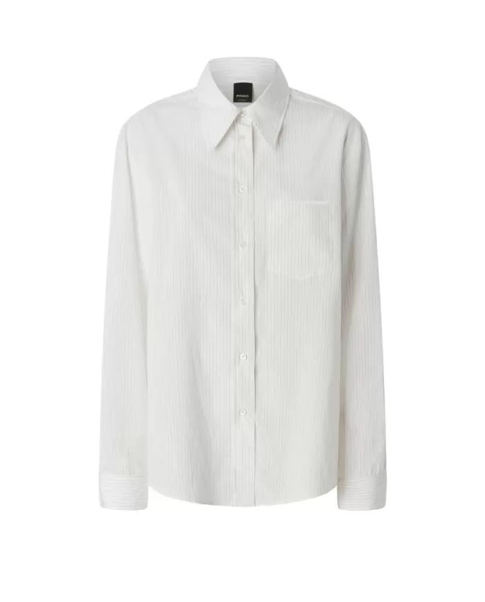 Camicia Donna 103708 A273 COREA viscosa classico rigato logo | PINKO Camicia Donna 103708 A273 COREA viscosa classico rigato logo | PINKO