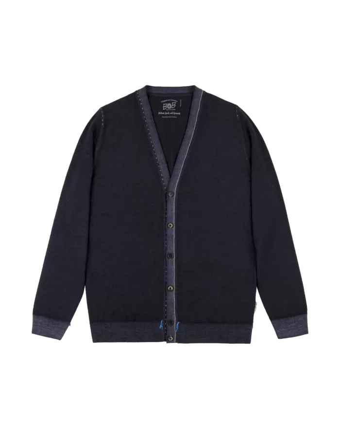 Cardigan Uomo lana regular logo MENDOZA R00426 | BOB Cardigan Uomo lana regular logo MENDOZA R00426 | BOB