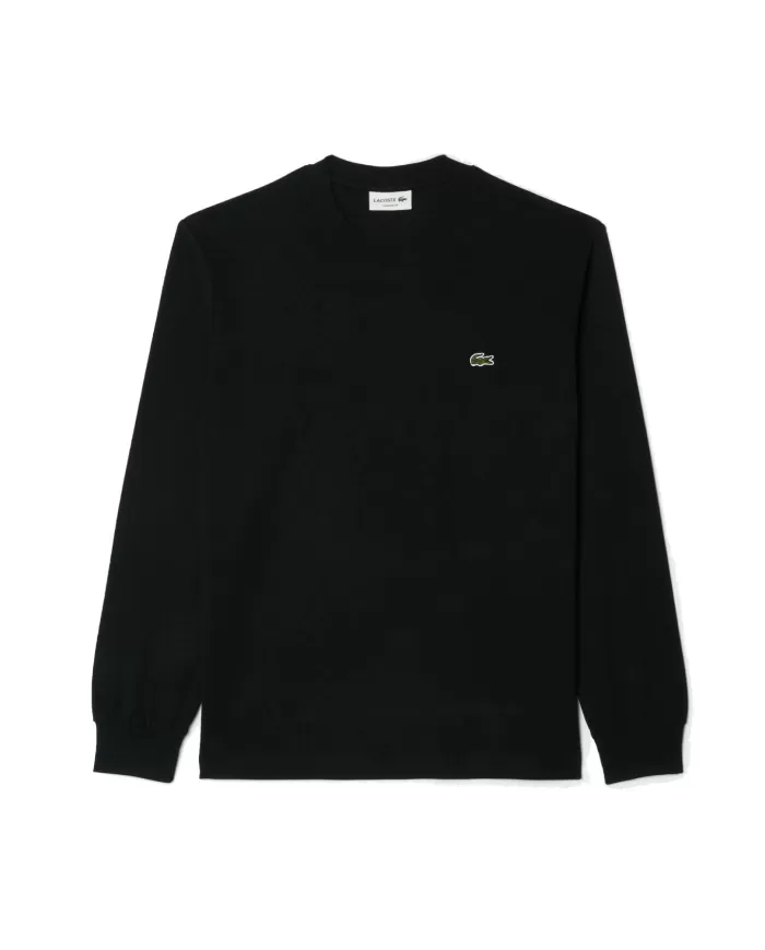 LACOSTE T-shirt Uomo TH7307 A-EP in cotone a manica lunga con ricamo coccodrillo 031 NERO LACOSTE T-shirt Uomo TH7307 A-EP in cotone a manica lunga con ricamo coccodrillo 031 NERO