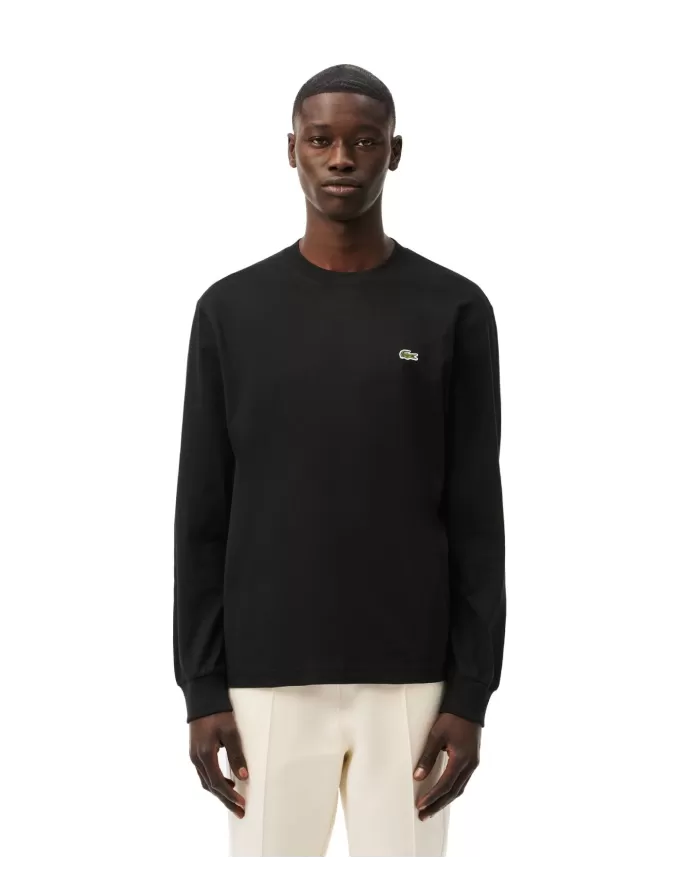 LACOSTE T-shirt Uomo TH7307 A-EP in cotone a manica lunga con ricamo coccodrillo 031 NERO LACOSTE T-shirt Uomo TH7307 A-EP in cotone a manica lunga con ricamo coccodrillo 031 NERO