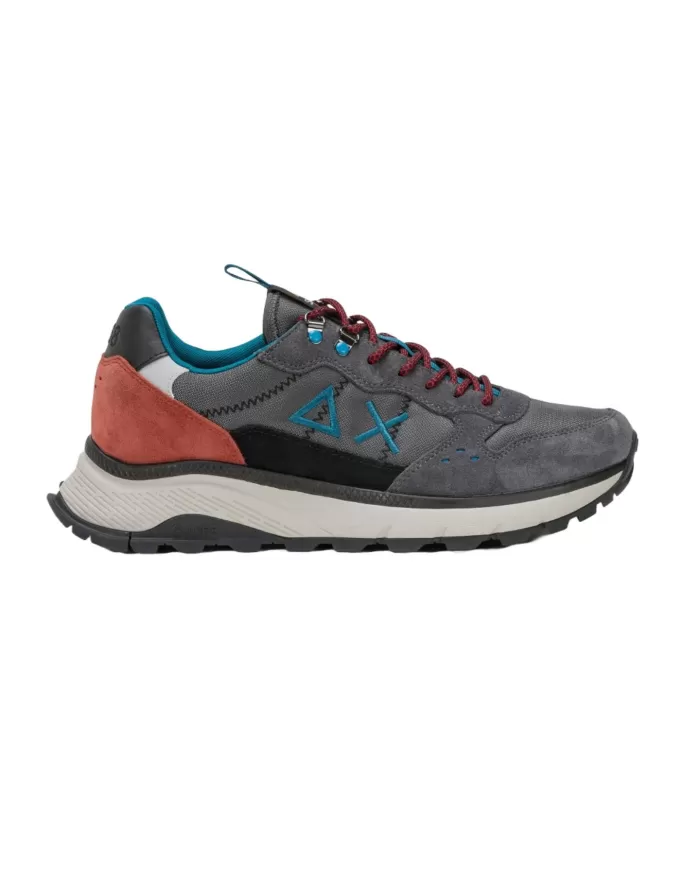SUN68 Sneakers Uomo Z44128 FIRE AND CAMPING AI 24 25 pelle con logo ricamato 47 GRIGIO