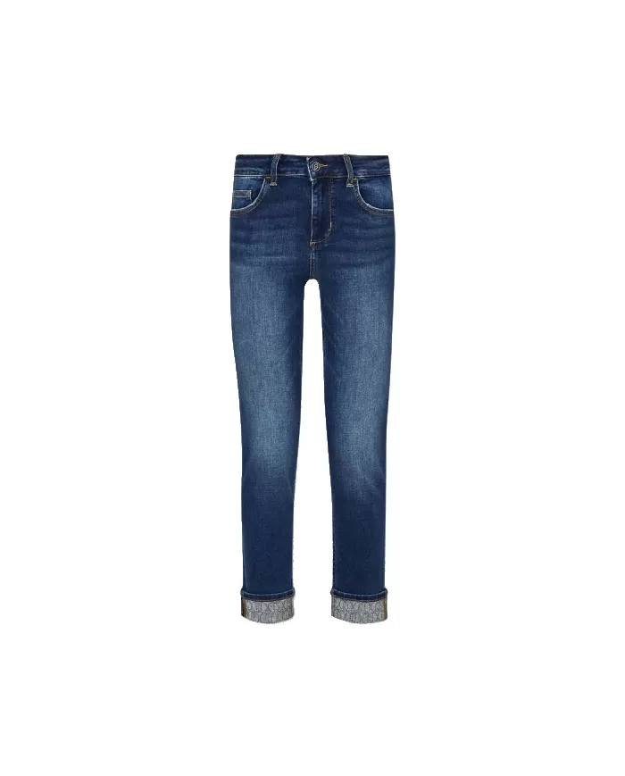 Jeans donna risvolto logato strass UF4006D4615 MONROE | LIU JO Jeans donna risvolto logato strass UF4006D4615 MONROE | LIU JO