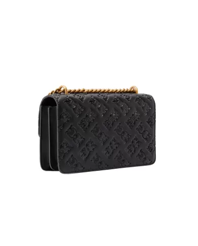 Borsa donna nero con motivo Love Birds all-over 100074 A1YB | PINKO