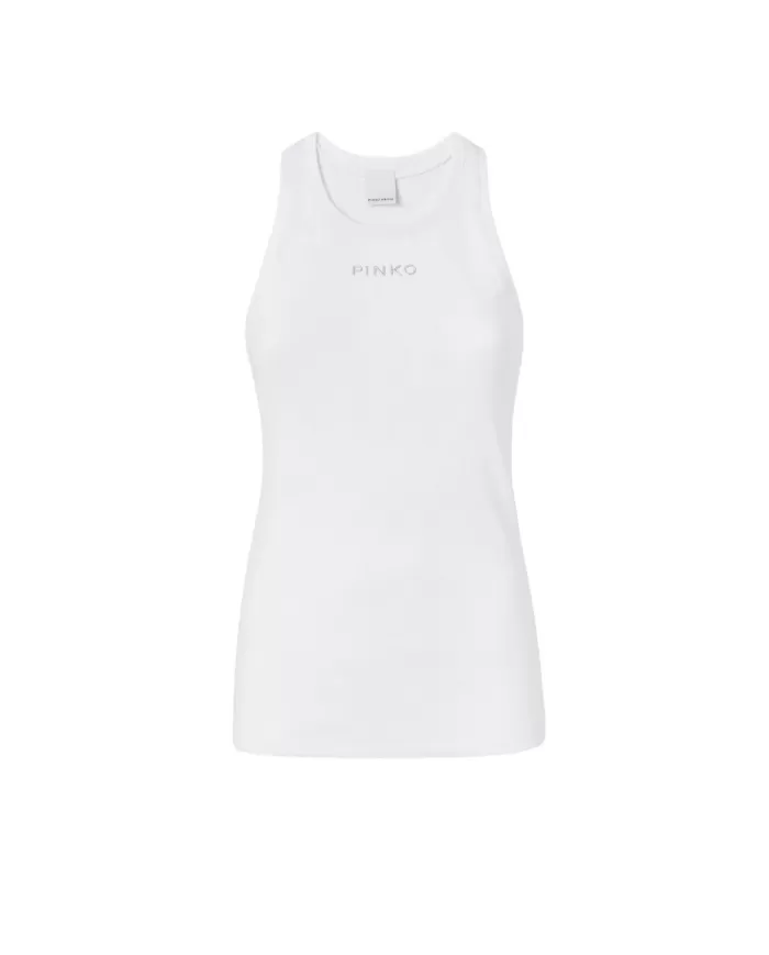 Canotta da donna con mini logo 100822 A22X DISTINTO | PINKO Canotta da donna con mini logo 100822 A22X DISTINTO | PINKO