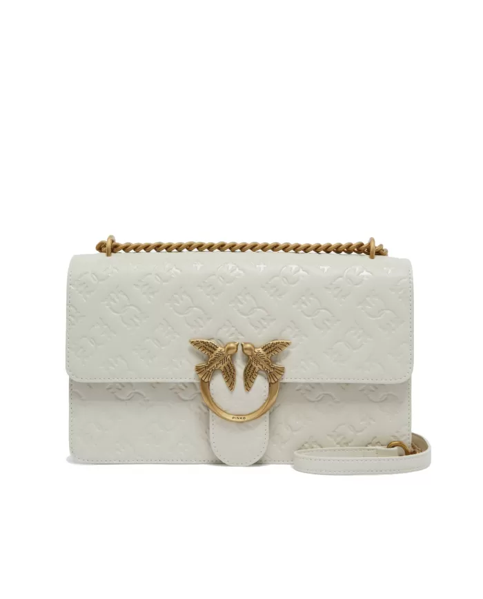 Borsa bianca donna con motivo Love Birds all-over | PINKO Borsa bianca donna con motivo Love Birds all-over | PINKO