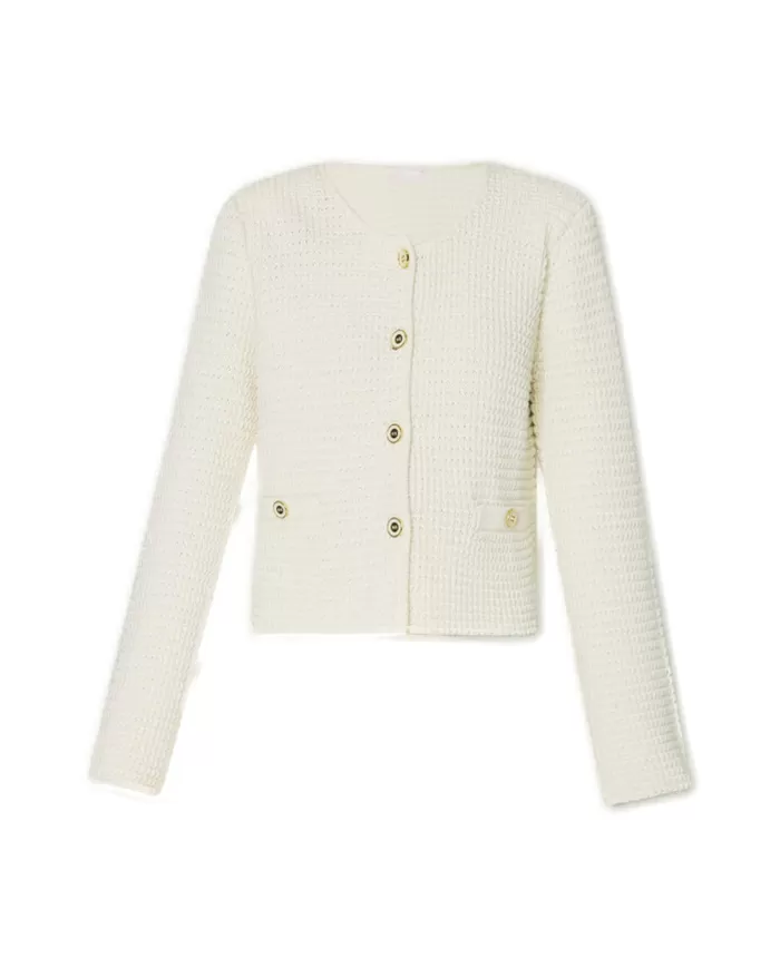 Chanellina bianco lana donna WF4443MS016 | LIU JO Chanellina bianco lana donna WF4443MS016 | LIU JO