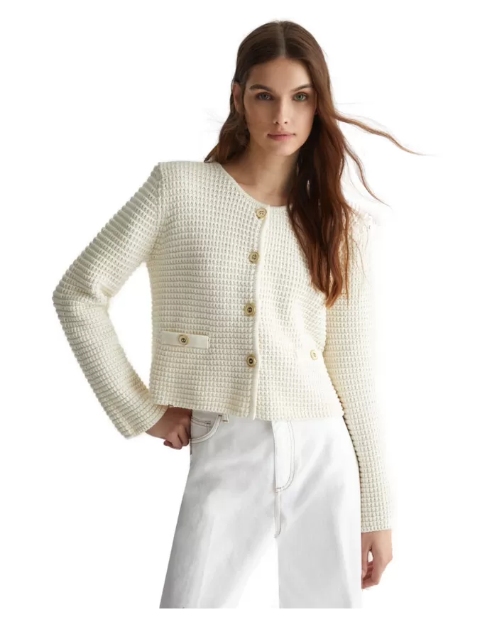 Chanellina bianco lana donna WF4443MS016 | LIU JO Chanellina bianco lana donna WF4443MS016 | LIU JO
