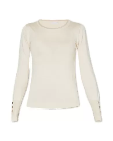 Maglia soft cream donna con logo su retro WF4574MS49I | LIU JO Maglia soft cream donna con logo su retro WF4574MS49I | LIU JO