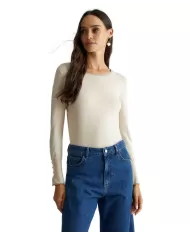Maglia soft cream donna con logo su retro WF4574MS49I | LIU JO
