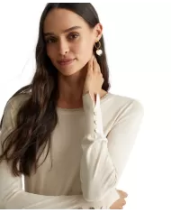 Maglia soft cream donna con logo su retro WF4574MS49I | LIU JO