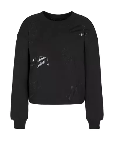 Felpa donna nera francese con loghi 6DYM80 YJFZZ | ARMANI EXCHANGE Felpa donna nera francese con loghi 6DYM80 YJFZZ | ARMANI EXCHANGE