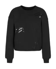 Felpa donna nera francese con loghi 6DYM80 YJFZZ | ARMANI EXCHANGE