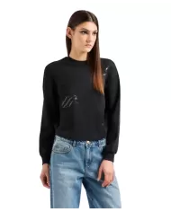 Felpa donna nera francese con loghi 6DYM80 YJFZZ | ARMANI EXCHANGE