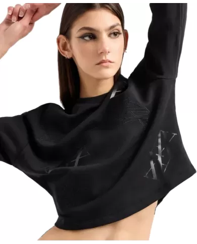Felpa donna nera francese con loghi 6DYM80 YJFZZ | ARMANI EXCHANGE Felpa donna nera francese con loghi 6DYM80 YJFZZ | ARMANI EXCHANGE