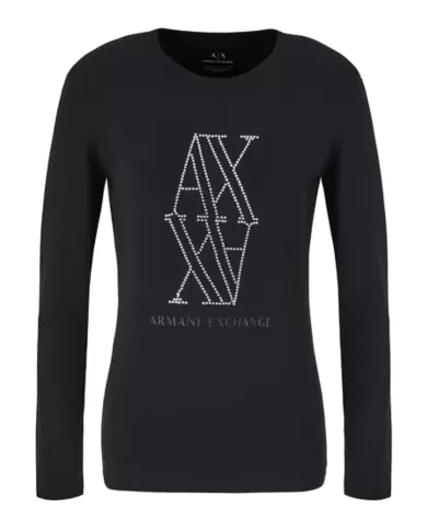 T-Shirt donna nera con logo 6DYT05 YJDTZ | ARMANI EXCHANGE T-Shirt donna nera con logo 6DYT05 YJDTZ | ARMANI EXCHANGE