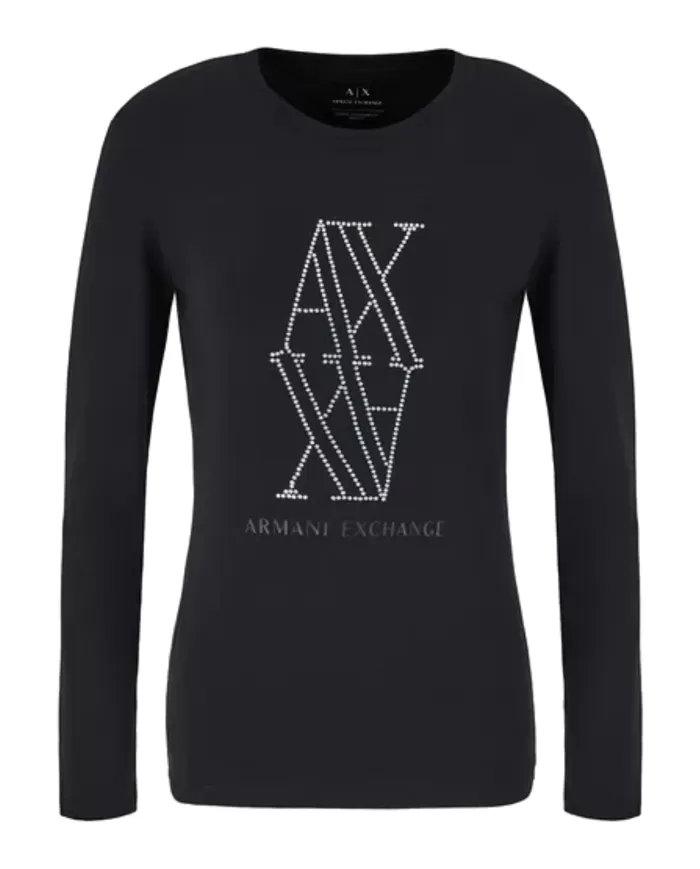 T-Shirt donna nera con logo 6DYT05 YJDTZ | ARMANI EXCHANGE T-Shirt donna nera con logo 6DYT05 YJDTZ | ARMANI EXCHANGE