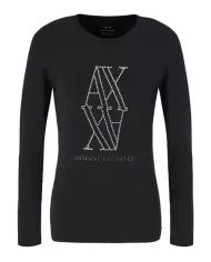 T-Shirt donna nera con logo 6DYT05 YJDTZ | ARMANI EXCHANGE