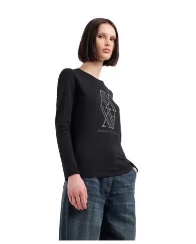 T-Shirt donna nera con logo 6DYT05 YJDTZ | ARMANI EXCHANGE T-Shirt donna nera con logo 6DYT05 YJDTZ | ARMANI EXCHANGE
