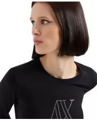T-Shirt donna nera con logo 6DYT05 YJDTZ | ARMANI EXCHANGE
