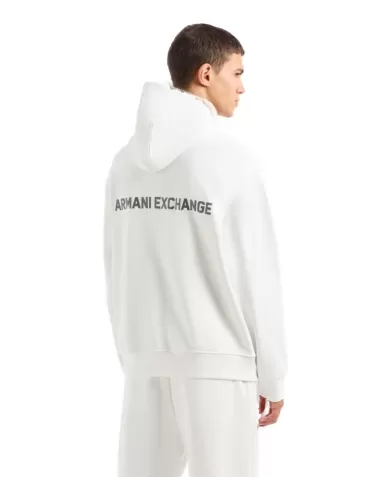 Felpa uomo off-white logata sul petto 6DZMLJ ZJ4XZ | ARMANI EXCHANGE