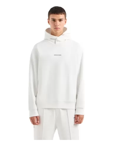 Felpa uomo off-white logata sul petto 6DZMLJ ZJ4XZ | ARMANI EXCHANGE