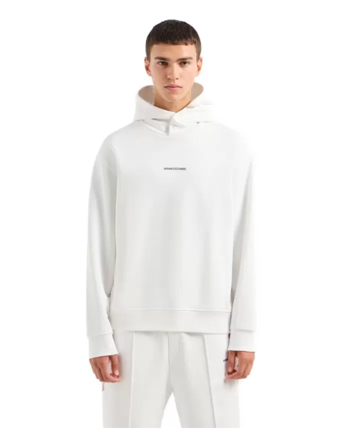 Felpa uomo off-white logata sul petto 6DZMLJ ZJ4XZ | ARMANI EXCHANGE