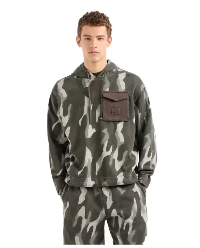Felpa uomo verde logo ricamo su tasca 6DZMHB ZJNHZ| ARMANI EXCHANGE Felpa uomo verde logo ricamo su tasca 6DZMHB ZJNHZ| ARMANI EXCHANGE