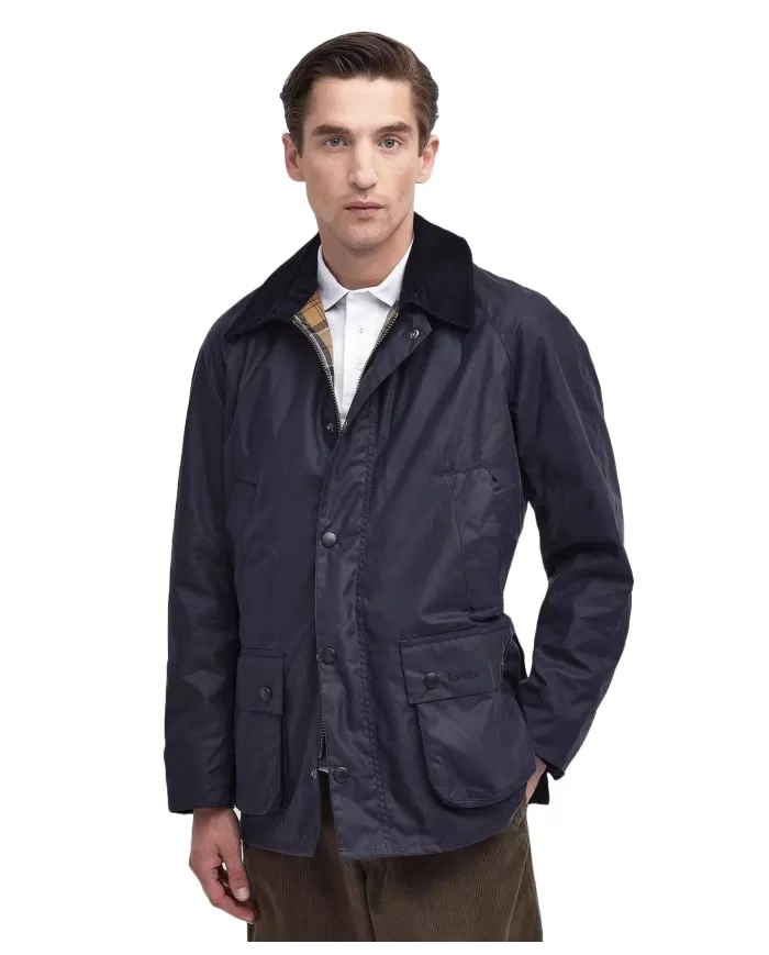 Giacca uomo navy con fodera a quadri e logo ricamo MWX0339 | BARBOUR Giacca uomo navy con fodera a quadri e logo ricamo MWX0339 | BARBOUR