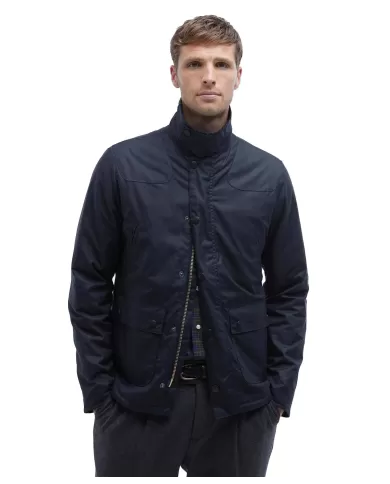 Giacca uomo navy con fodera a fantasia e logo ricamo MWX1106| BARBOUR