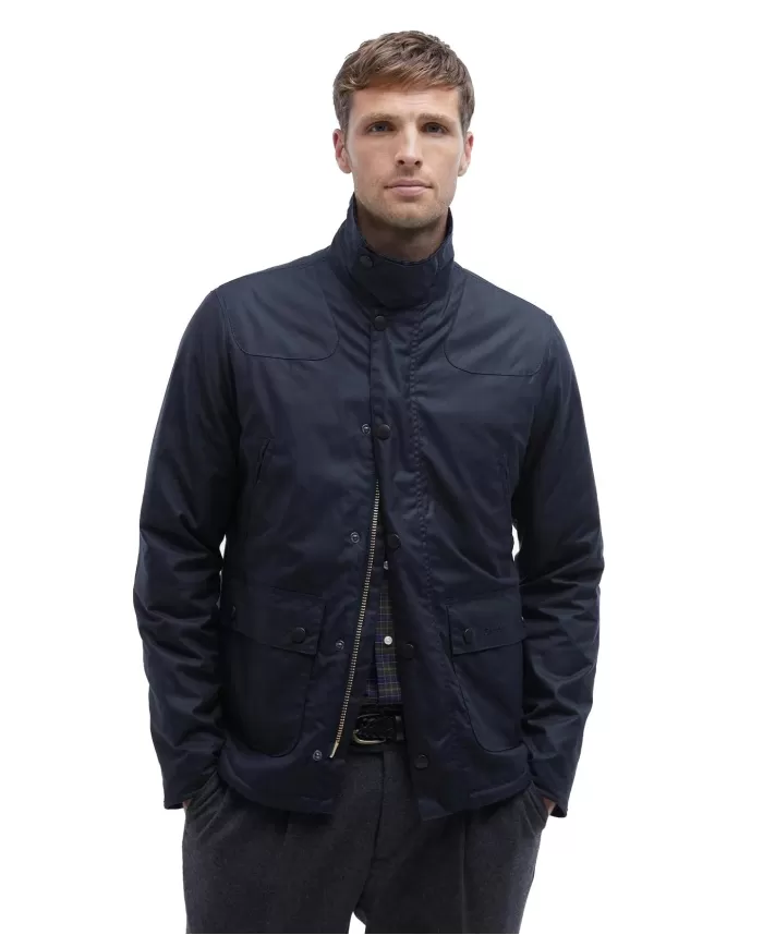 Giacca uomo navy con fodera a fantasia e logo ricamo MWX1106| BARBOUR Giacca uomo navy con fodera a fantasia e logo ricamo MWX1106| BARBOUR