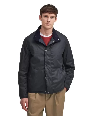 Giacca uomo navy stile biker con logo ricamo MWX2333 | BARBOUR