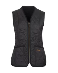 Gilet donna nero con tasche laterali logati in ricamo LLI0003| BARBOUR