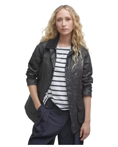 Giacca donna nera con fodera interna in fantasia LWX0667 | BARBOUR Giacca donna nera con fodera interna in fantasia LWX0667 | BARBOUR