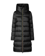 Piumino donna lungo nero collo alto D40279W IRIS19 LYSA| SAVE THE DUCK