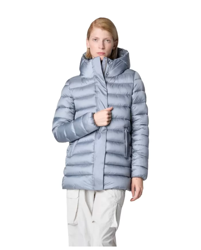 Piumino donna lungo blue flog D41264W IRIS19 DRIMIA| SAVE THE DUCK