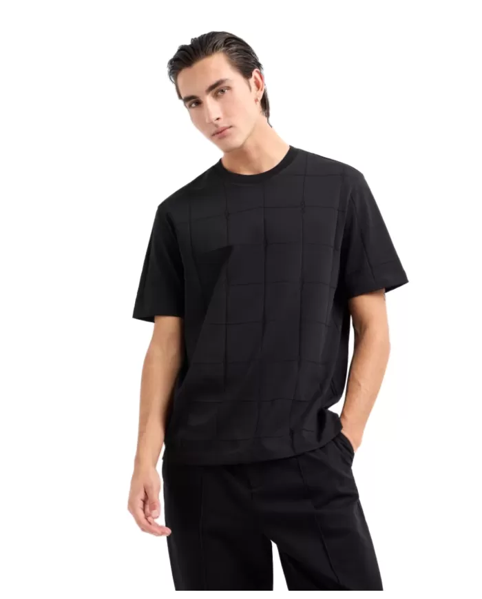 T-shirt uomo nera con effetto a coste 6DZTLK ZJ2ZZ| ARMANI EXCHANGE T-shirt uomo nera con effetto a coste 6DZTLK ZJ2ZZ| ARMANI EXCHANGE