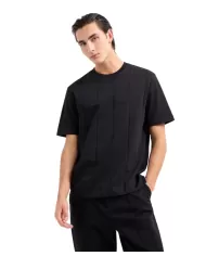 T-shirt uomo nera con effetto a coste 6DZTLK ZJ2ZZ| ARMANI EXCHANGE