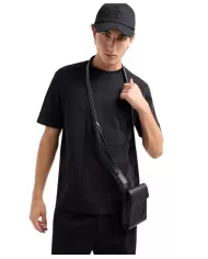 T-shirt uomo nera con effetto a coste 6DZTLK ZJ2ZZ| ARMANI EXCHANGE