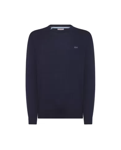 Maglia uomo navy blue con dettaglio e logo ricamato K44101 | SUN68 Maglia uomo navy blue con dettaglio e logo ricamato K44101 | SUN68