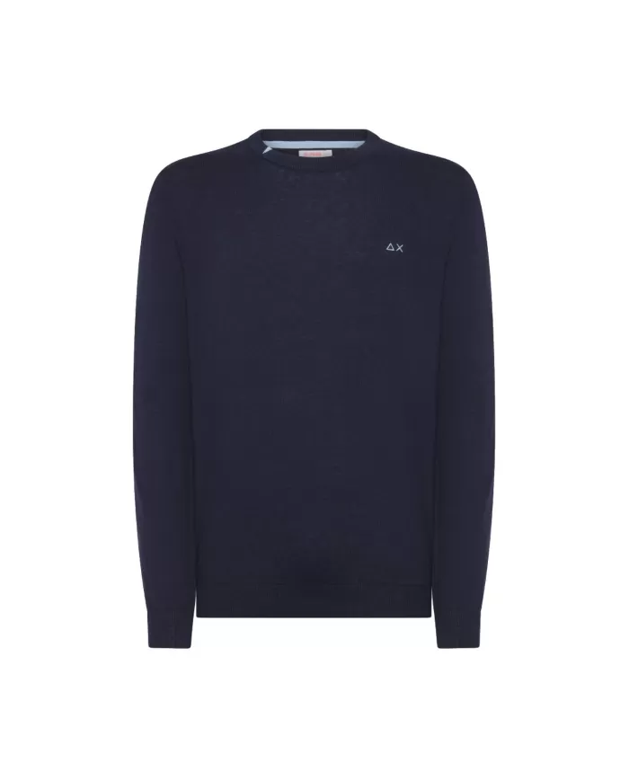 Maglia uomo navy blue con dettaglio e logo ricamato K44101 | SUN68 Maglia uomo navy blue con dettaglio e logo ricamato K44101 | SUN68