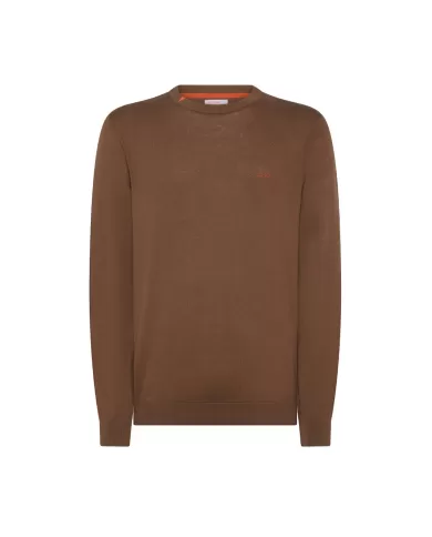 Maglia uomo marrone con dettaglio e logo ricamato K44101| SUN68 Maglia uomo marrone con dettaglio e logo ricamato K44101| SUN68