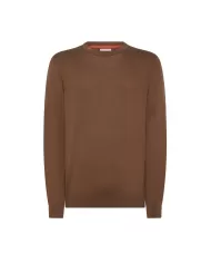 Maglia uomo marrone con dettaglio e logo ricamato K44101| SUN68