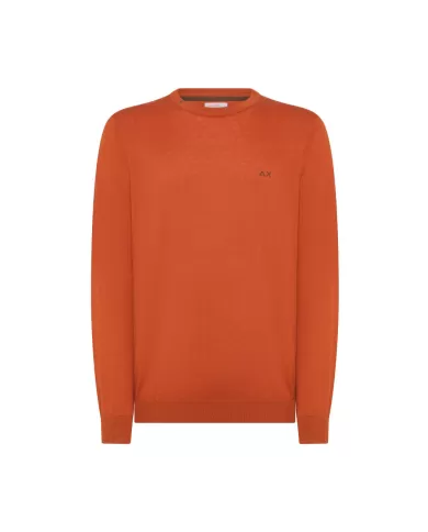 Maglia uomo arancione con dettaglio e logo ricamato K44101 | SUN68 Maglia uomo arancione con dettaglio e logo ricamato K44101 | SUN68