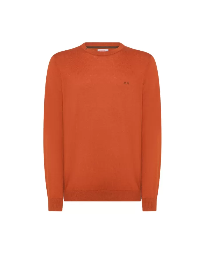 Maglia uomo arancione con dettaglio e logo ricamato K44101 | SUN68 Maglia uomo arancione con dettaglio e logo ricamato K44101 | SUN68