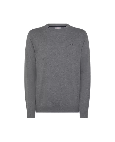 Maglia uomo grigio scuro con dettaglio e logo ricamato K44101| SUN68 Maglia uomo grigio scuro con dettaglio e logo ricamato K44101| SUN68