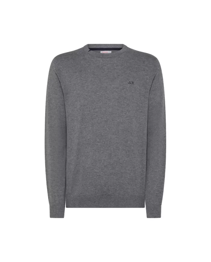 Maglia uomo grigio scuro con dettaglio e logo ricamato K44101| SUN68 Maglia uomo grigio scuro con dettaglio e logo ricamato K44101| SUN68