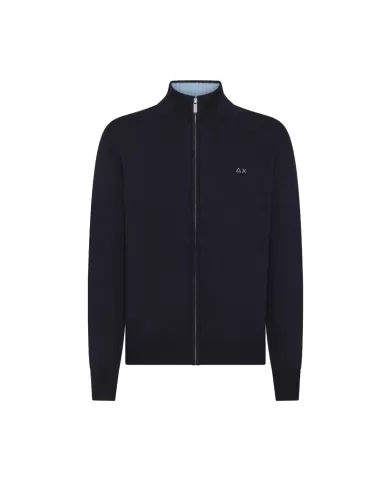 Cardigan uomo navy blue con colletto alto e logo ricamo K44114 | SUN68 Cardigan uomo navy blue con colletto alto e logo ricamo K44114 | SUN68