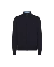 Cardigan uomo navy blue con colletto alto e logo ricamo K44114 | SUN68